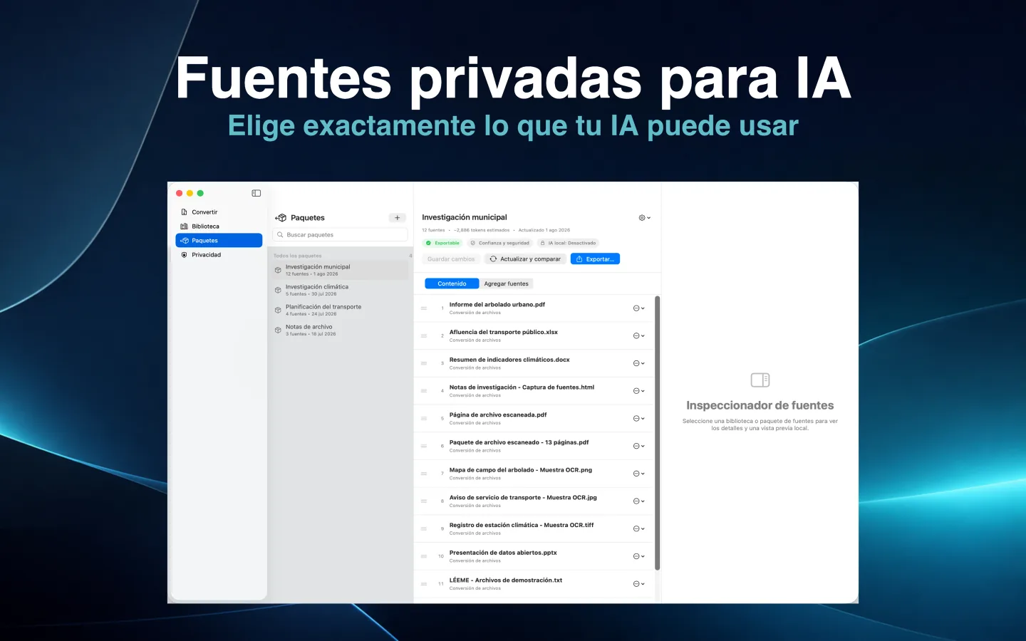 Creador de paquetes de SourceShelf con un conjunto ordenado de archivos de investigación elegidos para un asistente de IA.