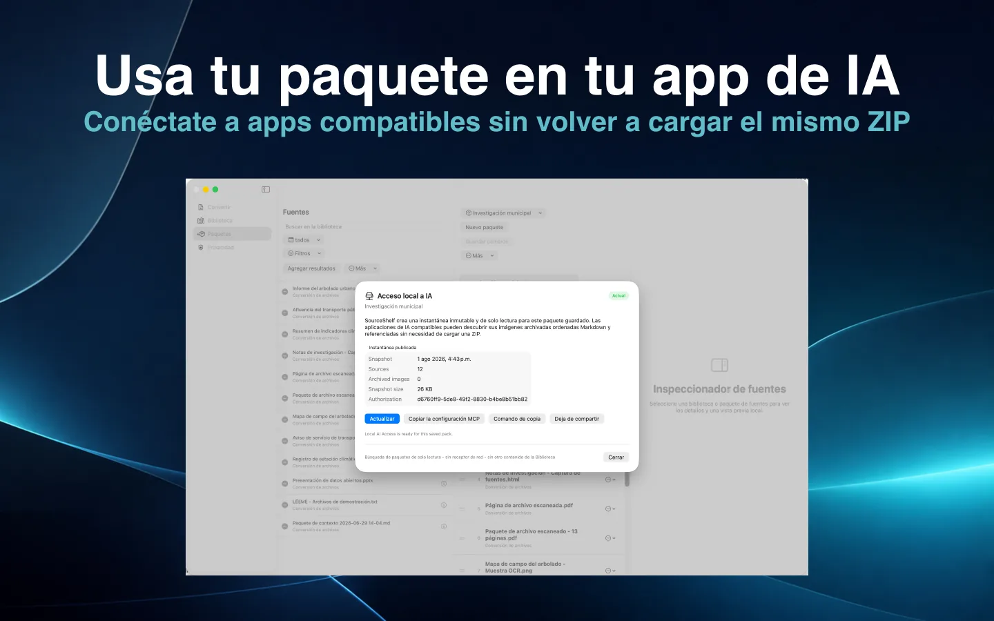 Ventana Acceso local para IA de SourceShelf que publica una instantánea de solo lectura.