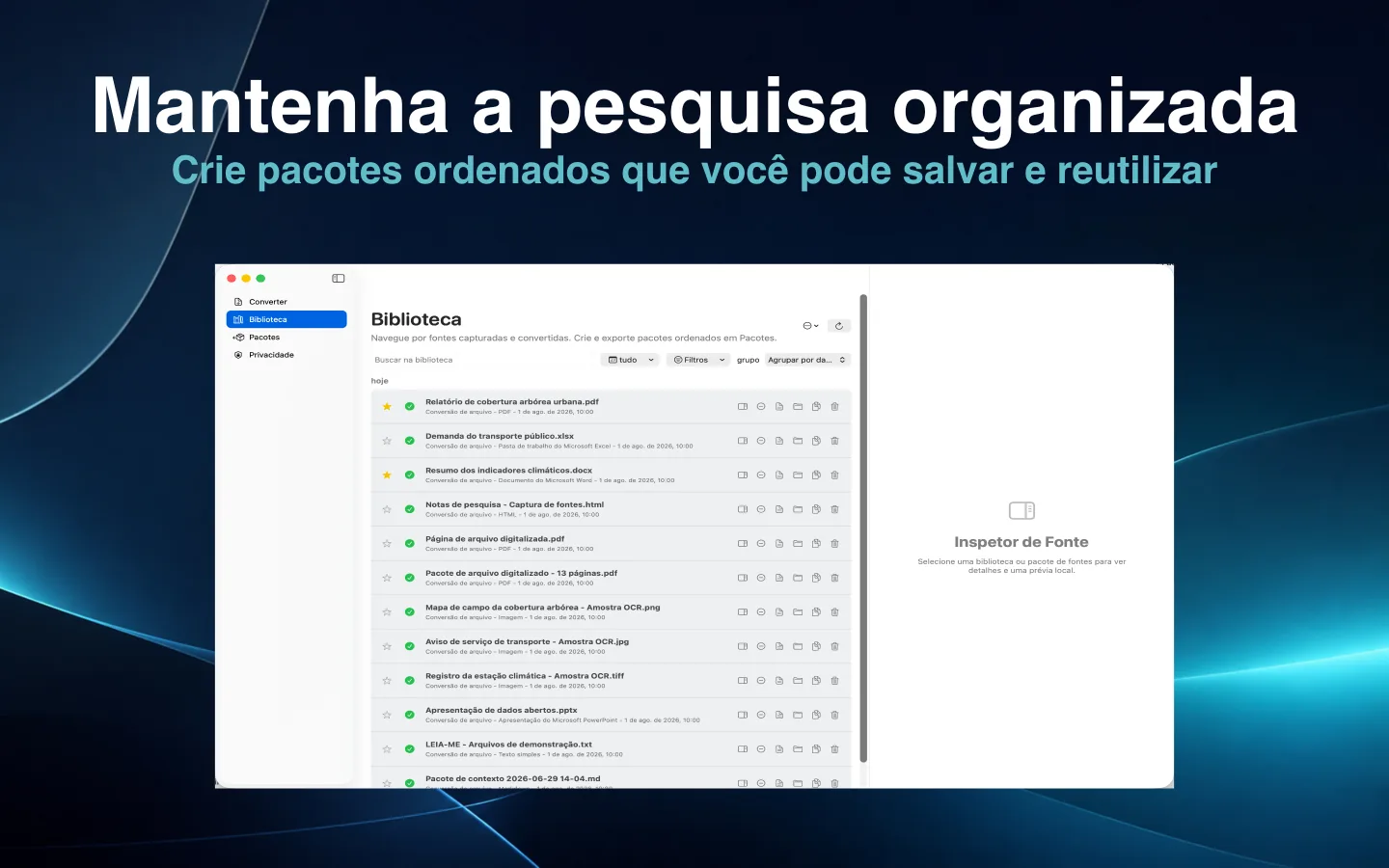 Biblioteca pesquisável do SourceShelf contendo fontes de pesquisa organizadas.