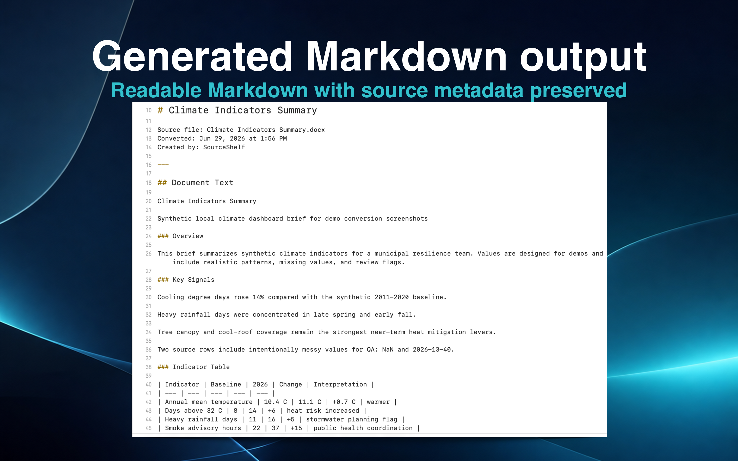SourceShelf generated Markdown preview with source metadata.